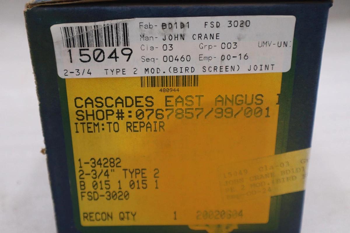 Used JOHN CRANE FSD-3020 2-3/4" TYPE 2 - NEW IN BOX - STOCK GF494A