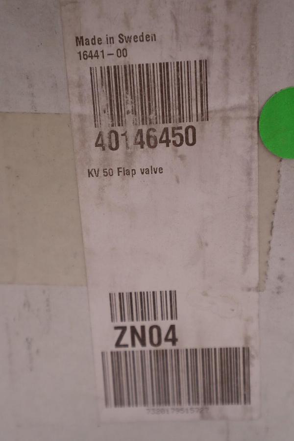 Used KV 50 PLASTIC FLAP VALVE - 40146450 For Welding 16441-00 New Open Box #2663