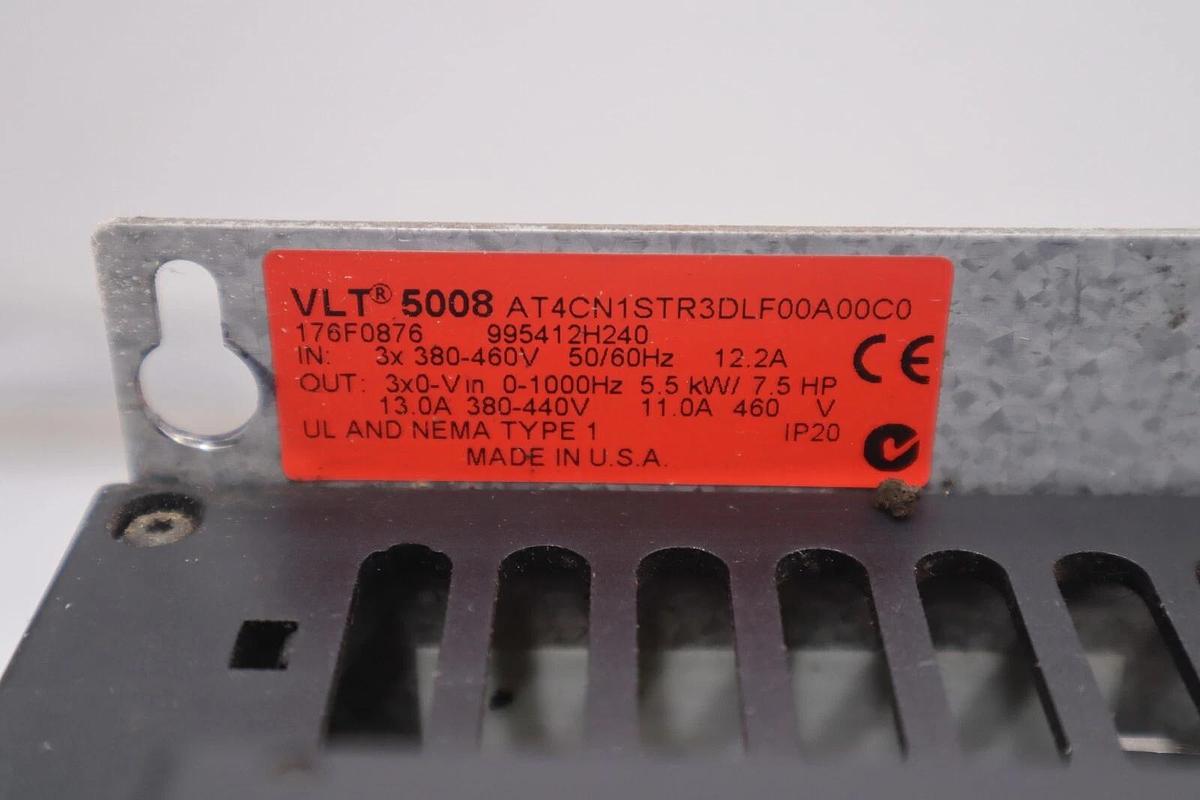Used DANFOSS VLT TYPE 5008 176F0876 VFD DRIVE 7.5 HP STOCK 804A