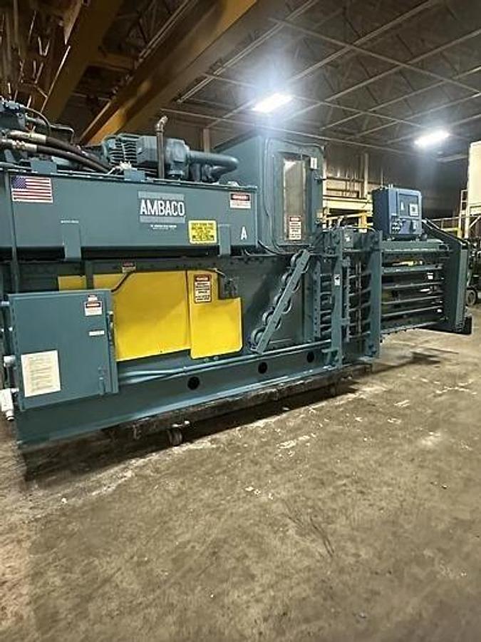 Used AMERICAN MODEL 12847 HORIZONTAL AUTO-TIE BALER WITH ALLEN BRADLEY CONTROLS 60 HP
