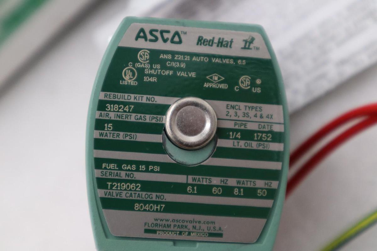 NEW ASCO REDHAT 8040H7 110/120V 15PSI 1/4" NSNP STOCK H617A