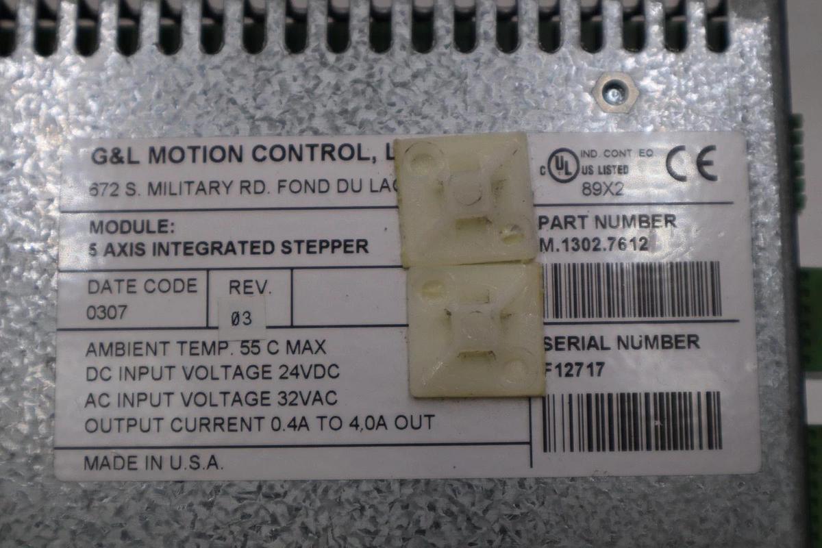 Used G & L MOTION CONTROL M.1302.7612 5-Axis Integrated Stepper 32Vac STOCK 6021