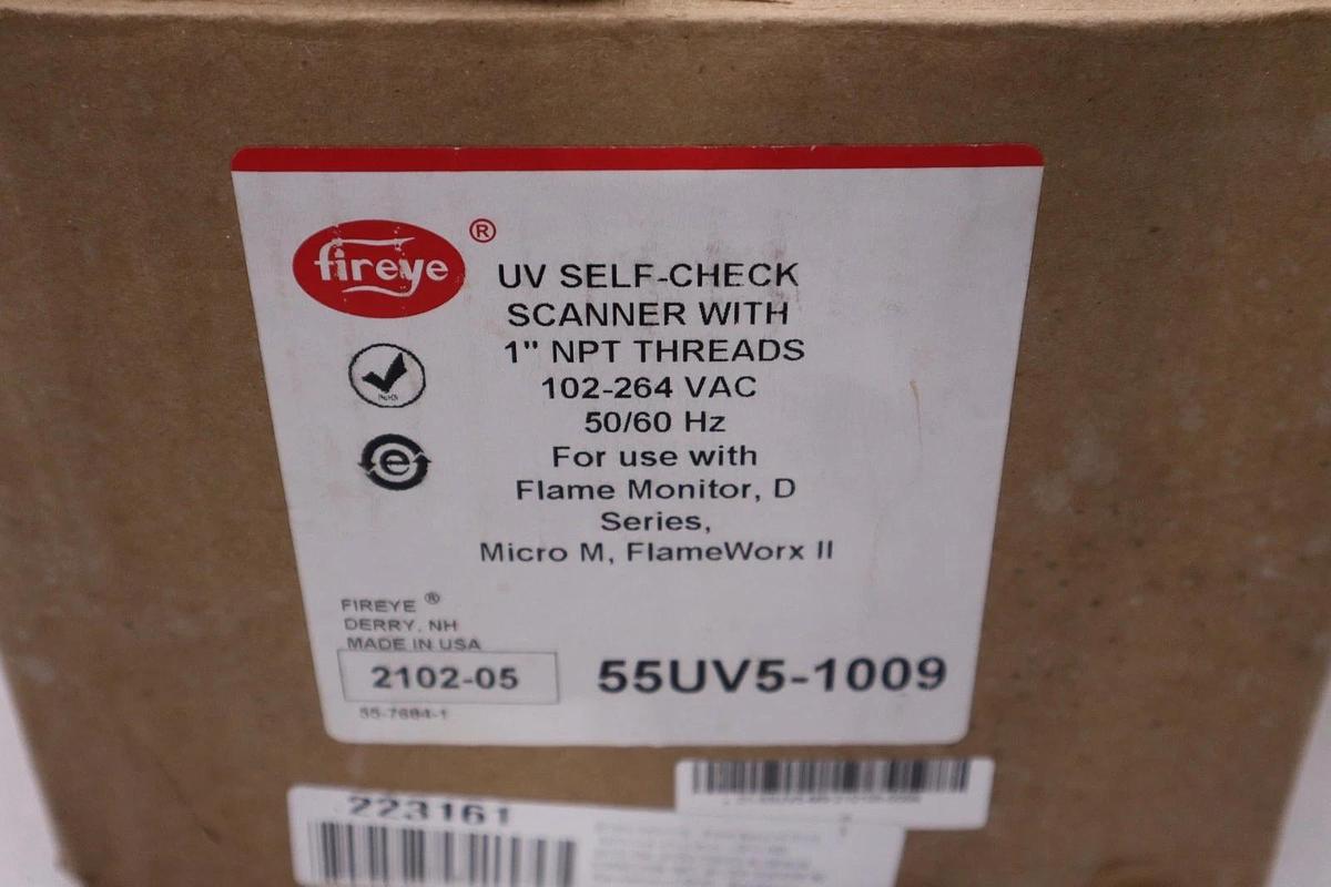 Used Fireye 55UV5-1009 UV Self-Check Flame Scanner With 1" NPT Threads NEW #H1859