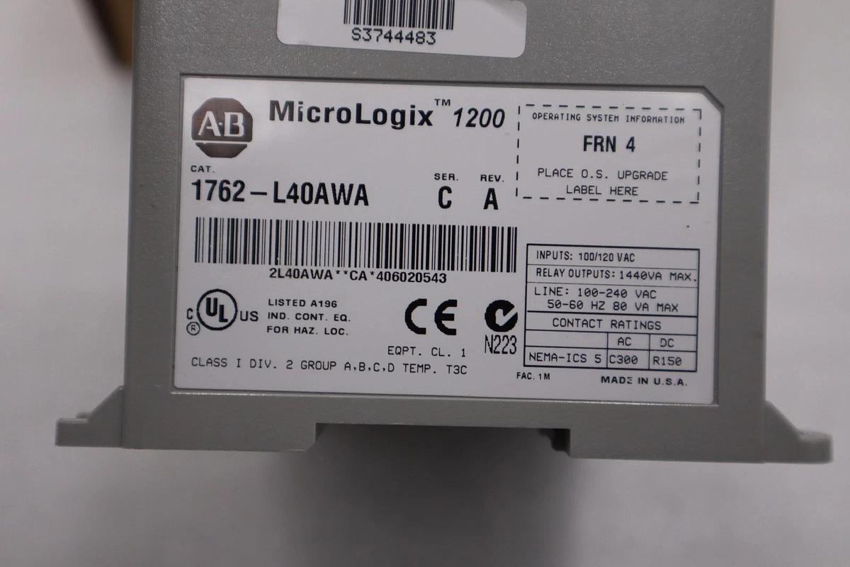 Used Allen Bradley 1762-L40AWA /C MicroLogix 1200 40-Pt I/O Controller - STK GF299