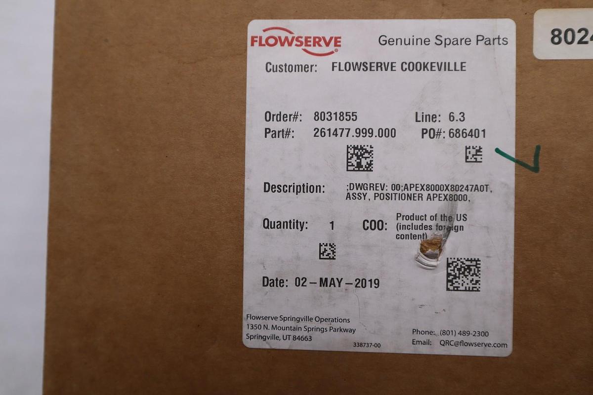 FLOWSERVE APEX8000/ APEX8000X80247A0T - BRAND NEW - STOCK H2885A