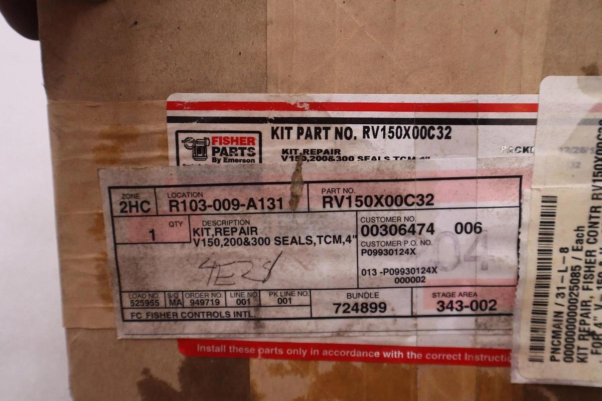 Used FISHER RV150X00C32 PARTS KIT REPAIR STOCK #143A