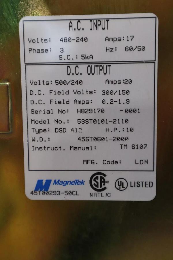 Used MAGNETEK DSD 412 53ST0101-2110 10HP DC DRIVE STOCK 4901-A