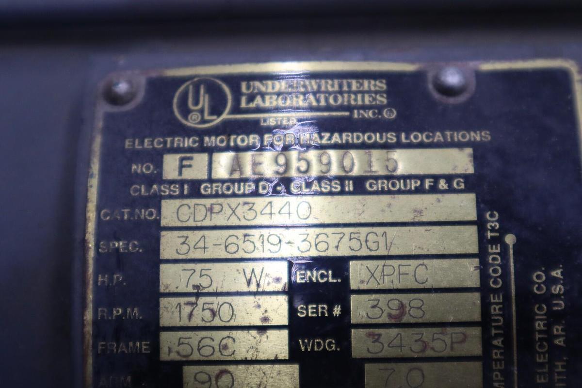 Used UNDERWRITERS LABORATORIES CDPX3440 H.P 75W R.P.M 1750 STOCK M-69
