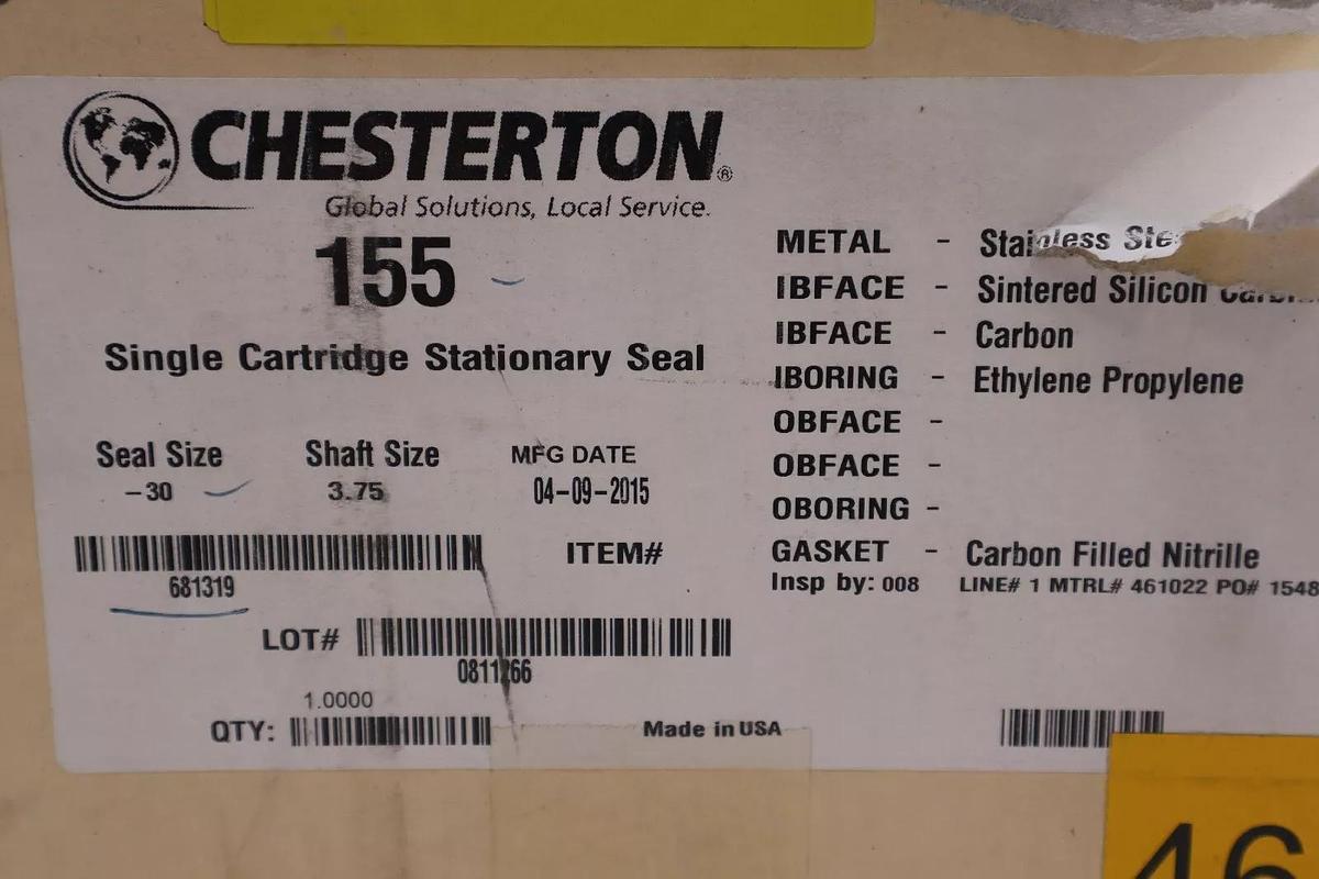 CHESTERTON 155 SINGLE CARTRIDGE STATIONARY SEAL -30 SHAFT SIZE 3.75 STOCK #3462