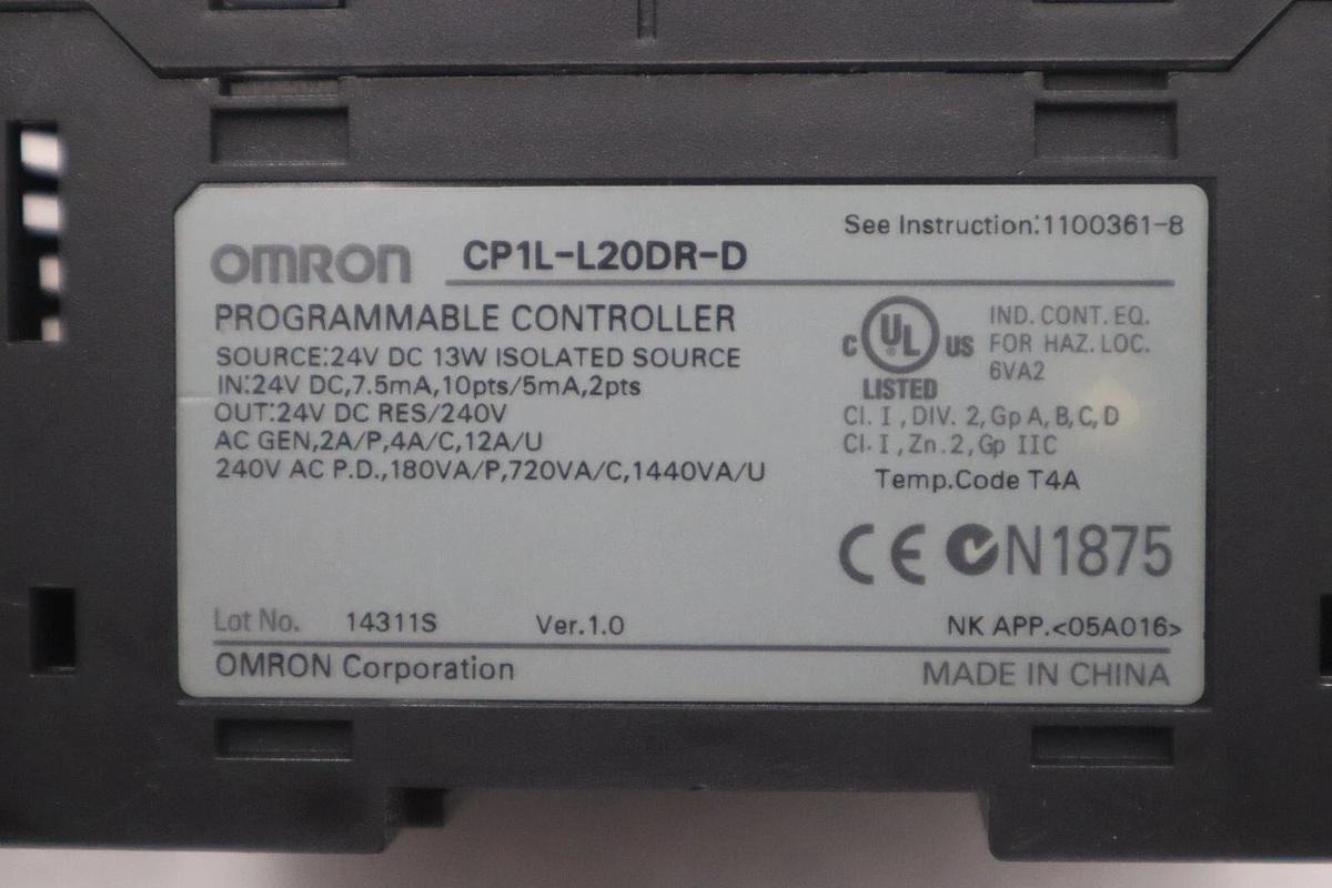Used Omron CP1L-L20DR-D CONTROLLER PROGRAMMABLE CPU 12INPUT STOCK 2992C