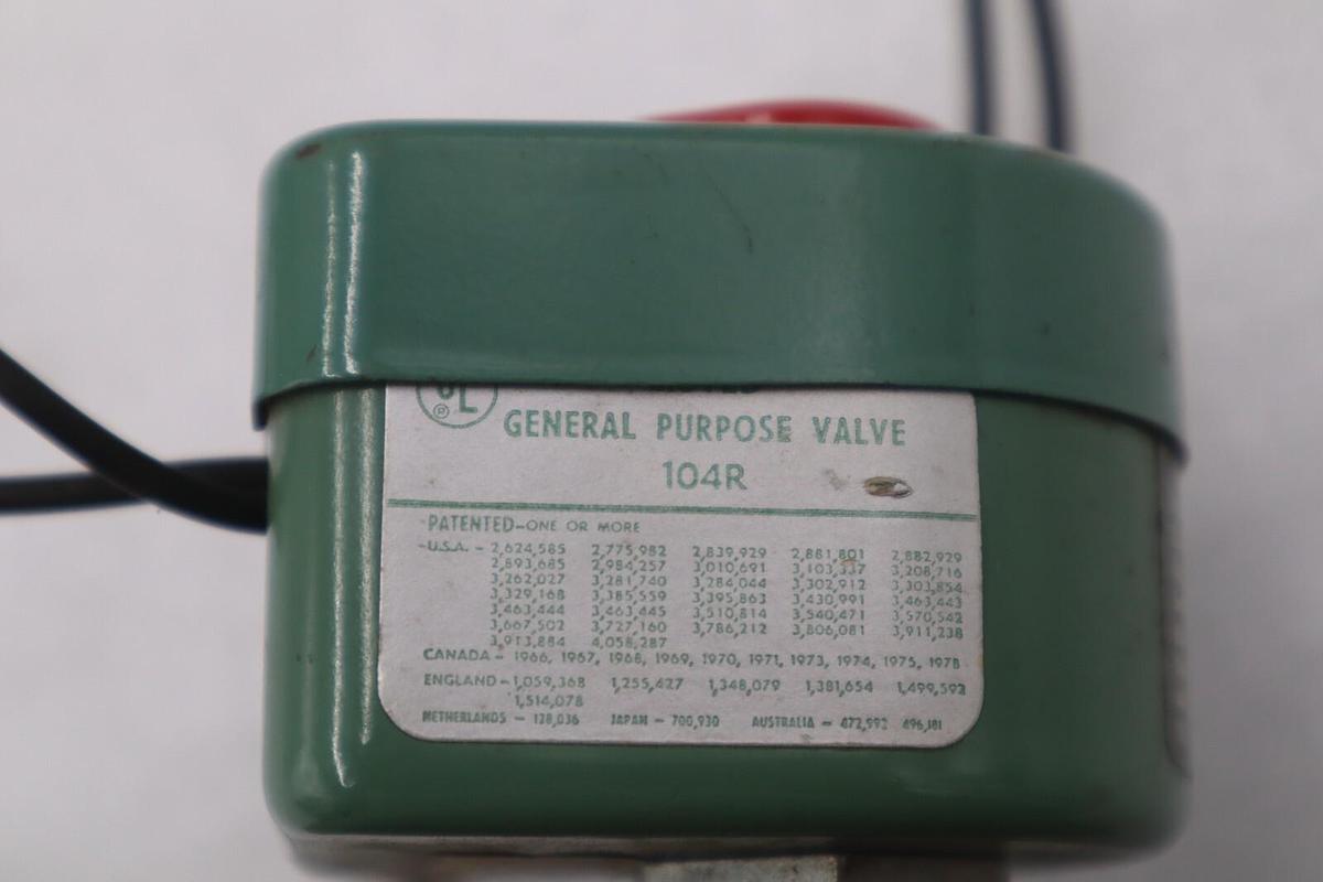 Used ASCO RED HAT 104R GENERAL PURPOSE SS SOLENOID VALVE 120VDC STOCK K-3636