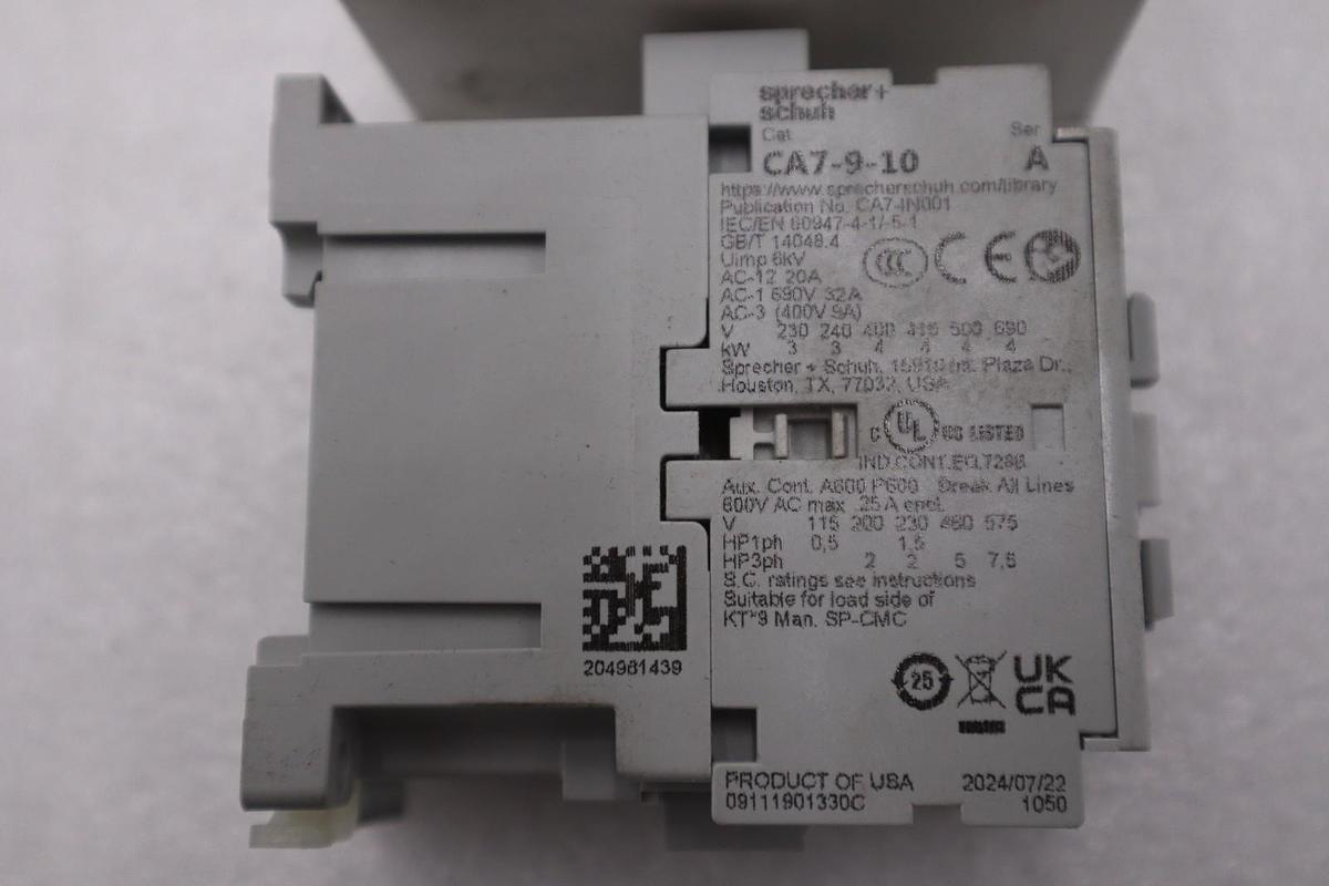Used NEW OPEN BOX Sprecher & Schuh CA7-9-10 Contactor SERIES A STK K3263CC