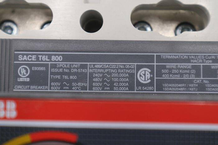 NEW ABB SACE Tmax T6L800 Circuit Breaker 3 POL STOCK 2175