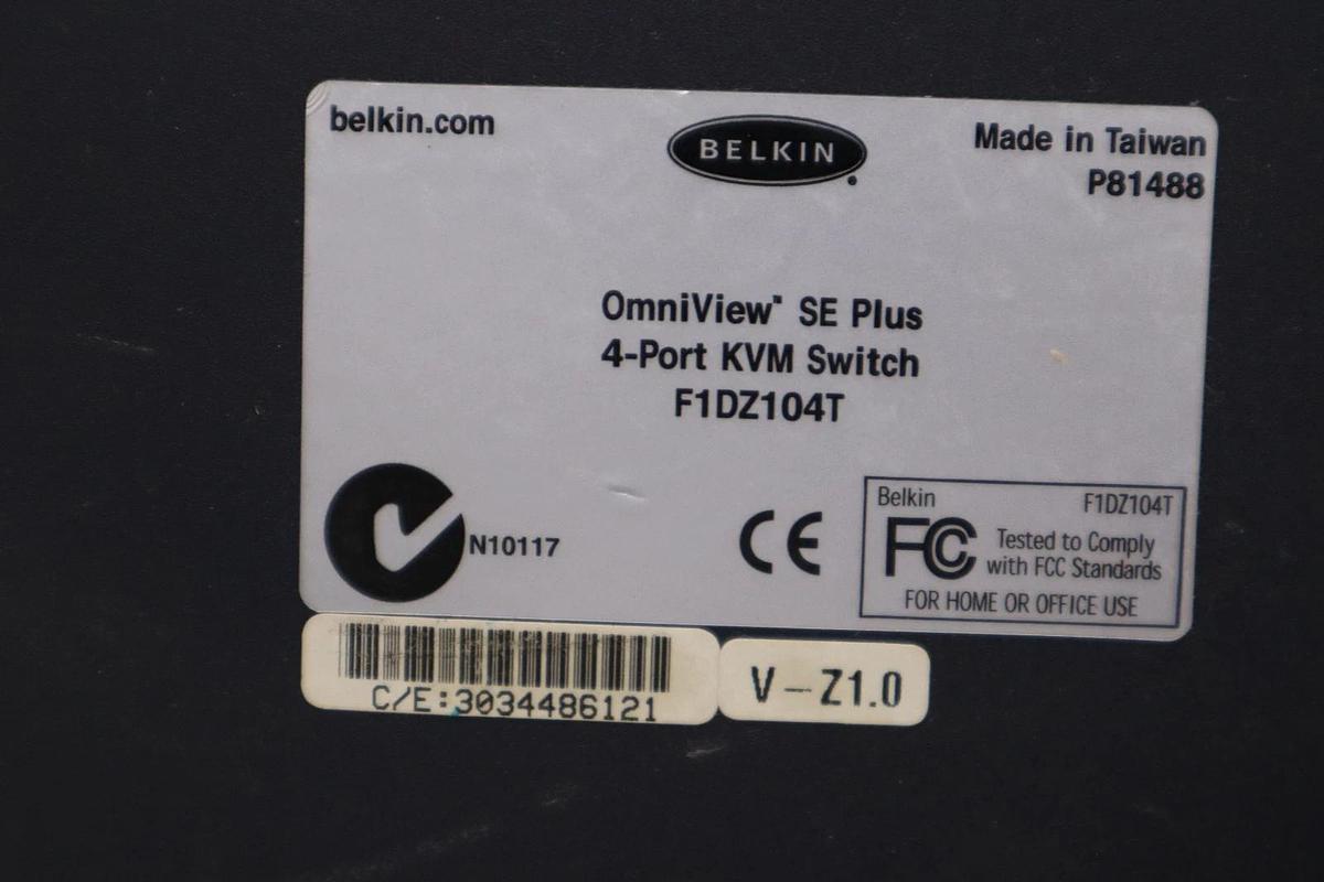 Used Belkin F1DZ104T OmniView SE Plus Series 4-Port KVM Switch STOCK H1102A