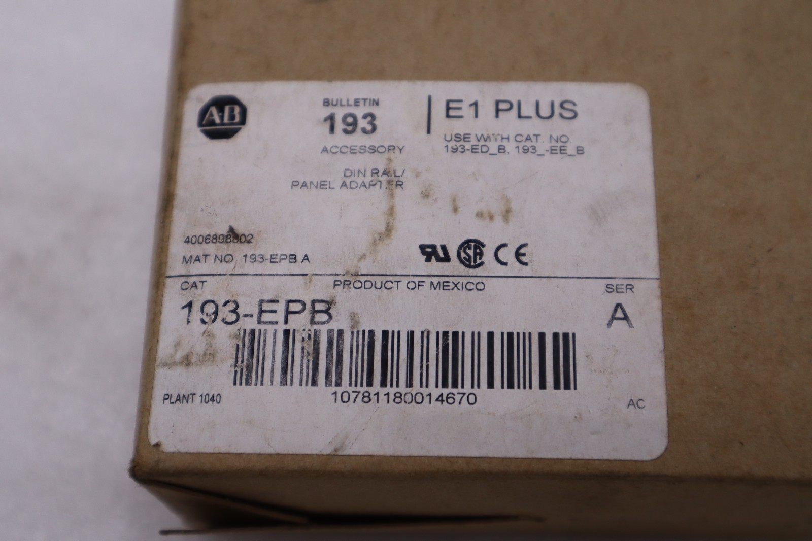 NEW Allen Bradley 193-EPB E1 PLUS STOCK H811A