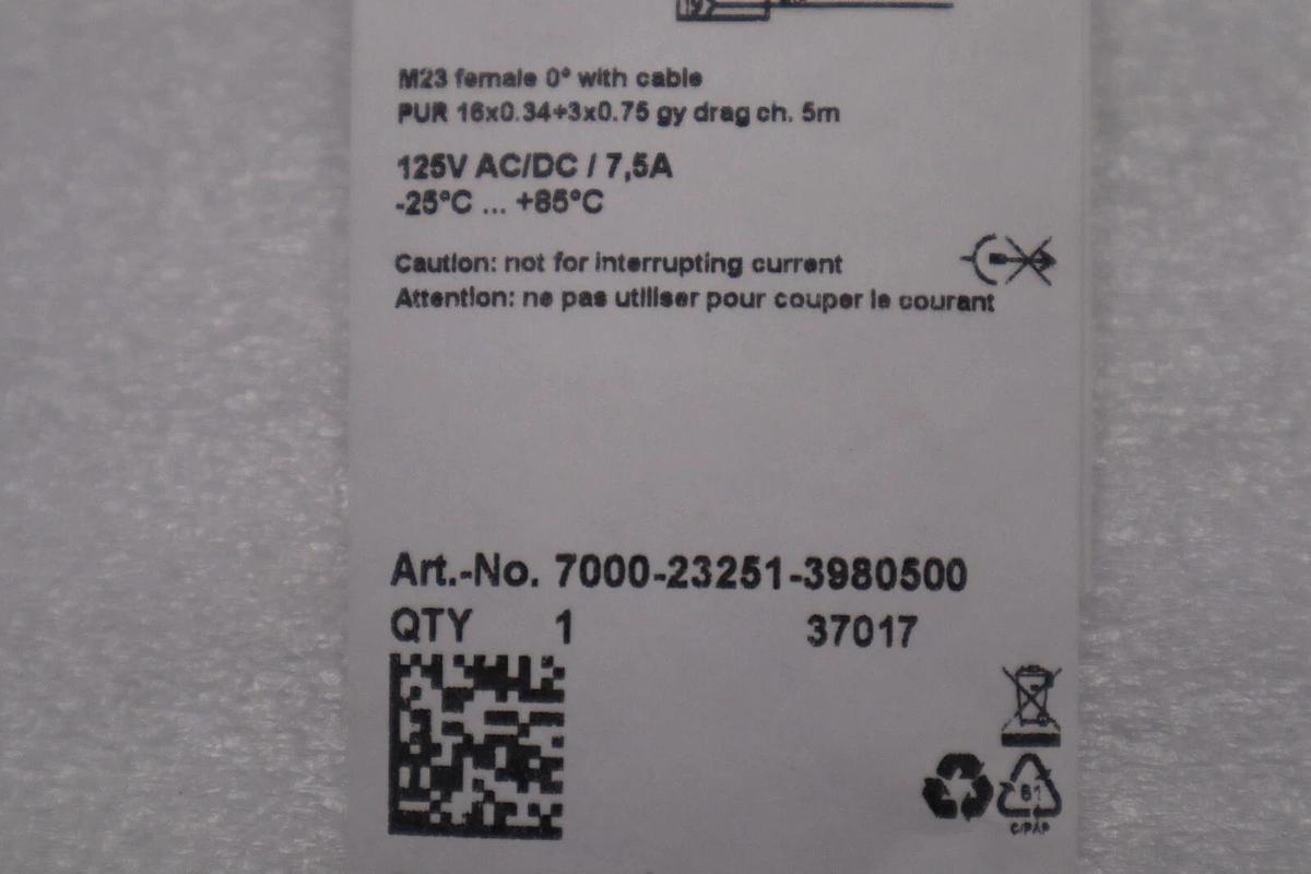 Used MURR ELEKTRONIK 7000-23251-3980500 /7000232513980500 CONNECTING CABLE STOCK 5676