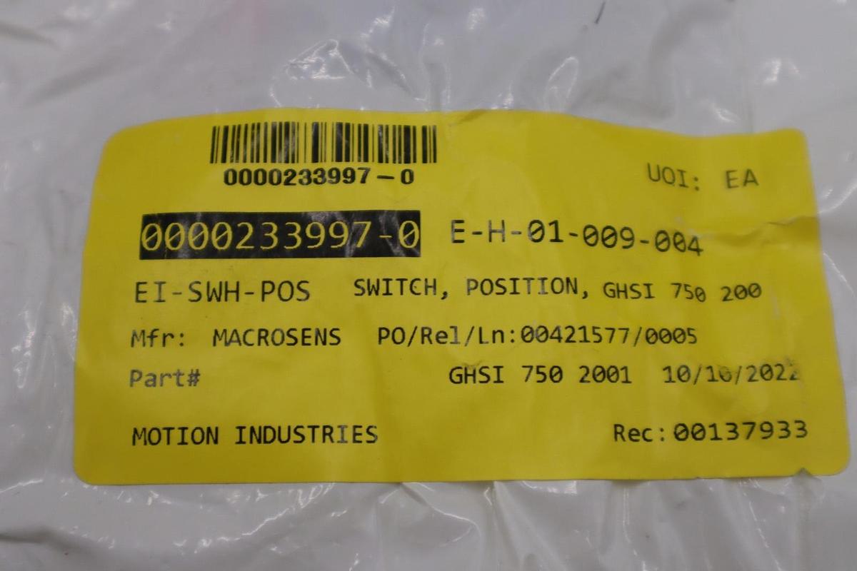 Used NEW TE CONNECTIVITY MACRO SENSOR GHSD-750-2000 / GHSD7502000 STOCK G844