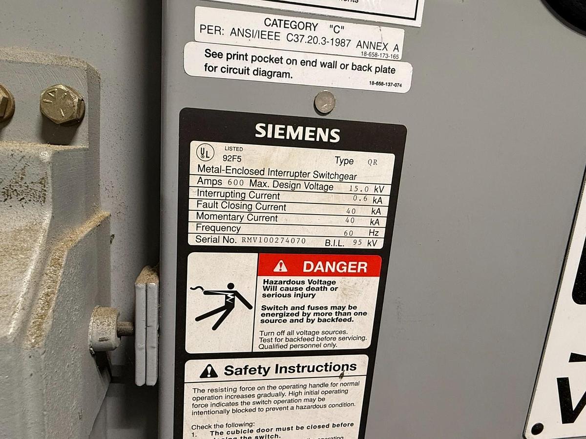 Used Siemens 2500–3500 kVA 13.8kV–600Y/346V Liquid-Filled Substation Transformer