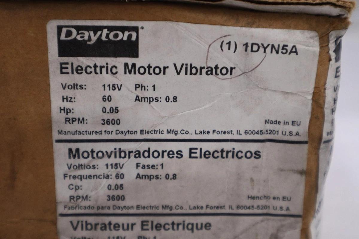 Used NEW DAYTON 1DYN5A Electric Motor Vibrator 115 VAC 3600 RPM Single Phase #3840CC
