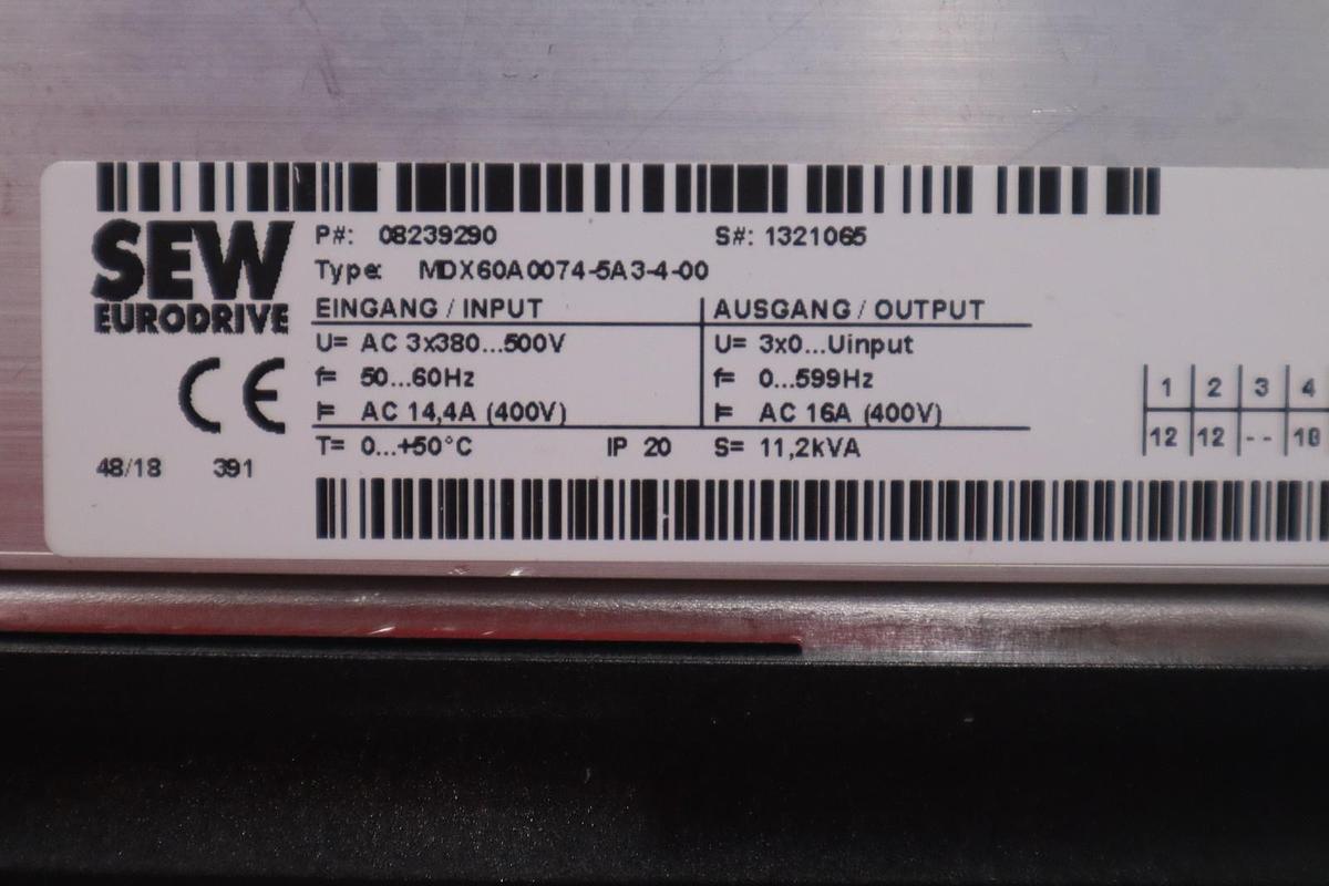 Used Sew Eurodrive MDX61B0075-5A3-4-0T Movidrive Drive Inverter H-776C