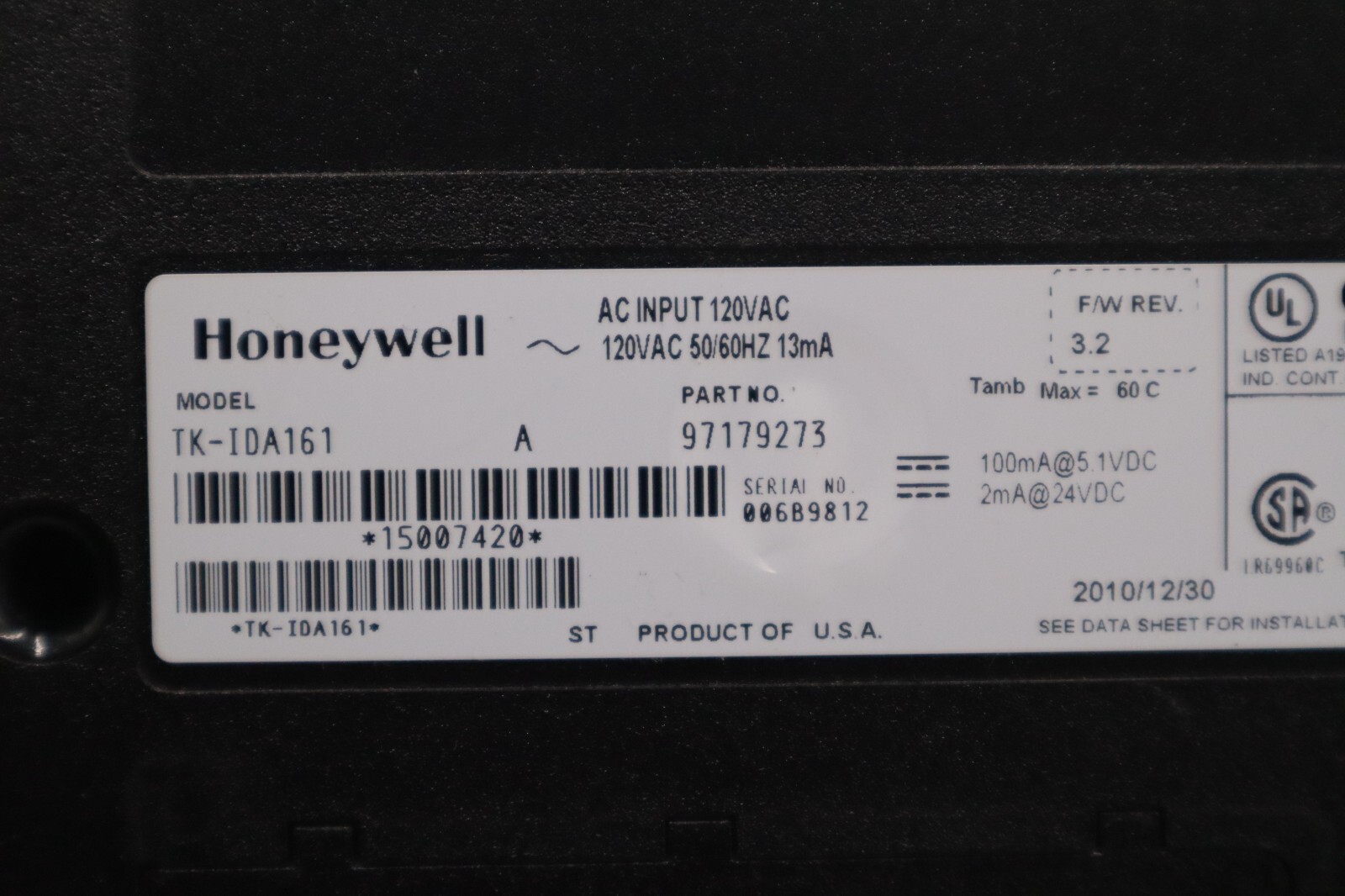 Used HONEYWELL TK-IDA161 97179273 DIGITAL INPUT MODULE 120VAC STOCK K-472