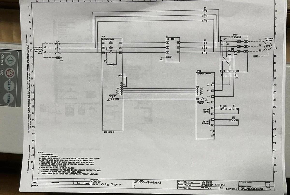 Used New ABB ACH550-VD-06A6-2 VFD with bypass 1.5 HP S-233