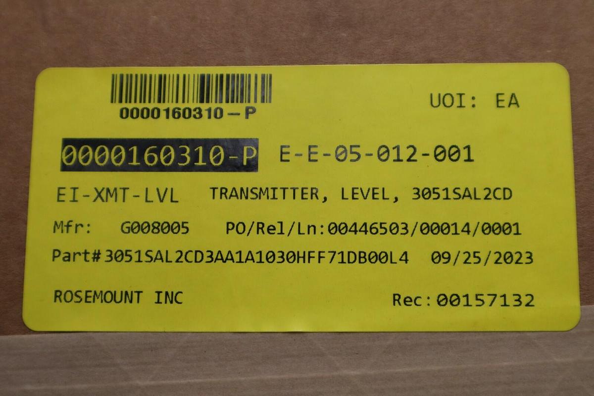 Rosemount 3051S / 3051SAL2CD3AA1A1030HFF71DB00L1L4 Transmitter NEW STOCK G117