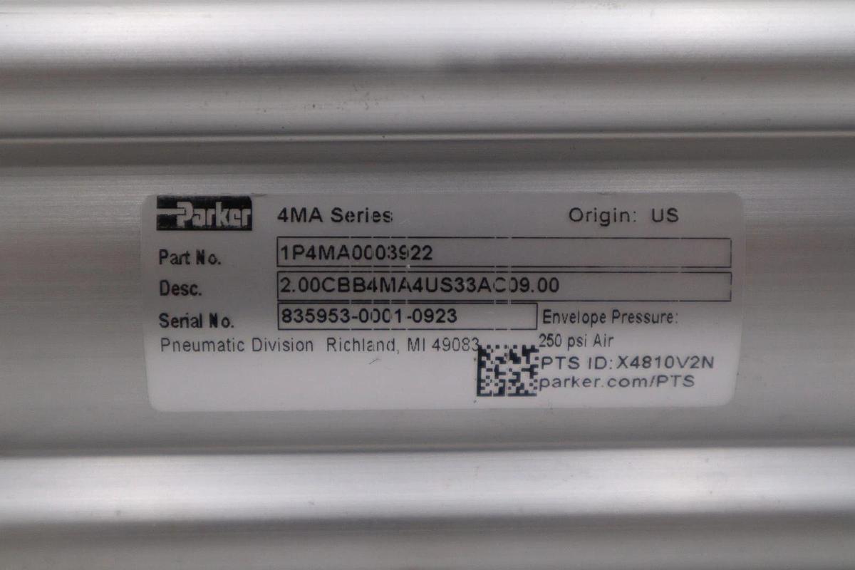 Used PARKER 1P4MA0003922 4MA SERIES TIE ROD PNEUMATIC CYLINDER AIR SERVICE STK H1195