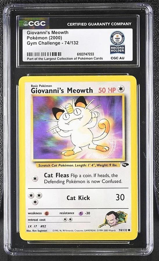 Used 2000 Nintendo Gym Challenge Giovanni's Meowth 74/132 CGC WORLD RECORD 1/1