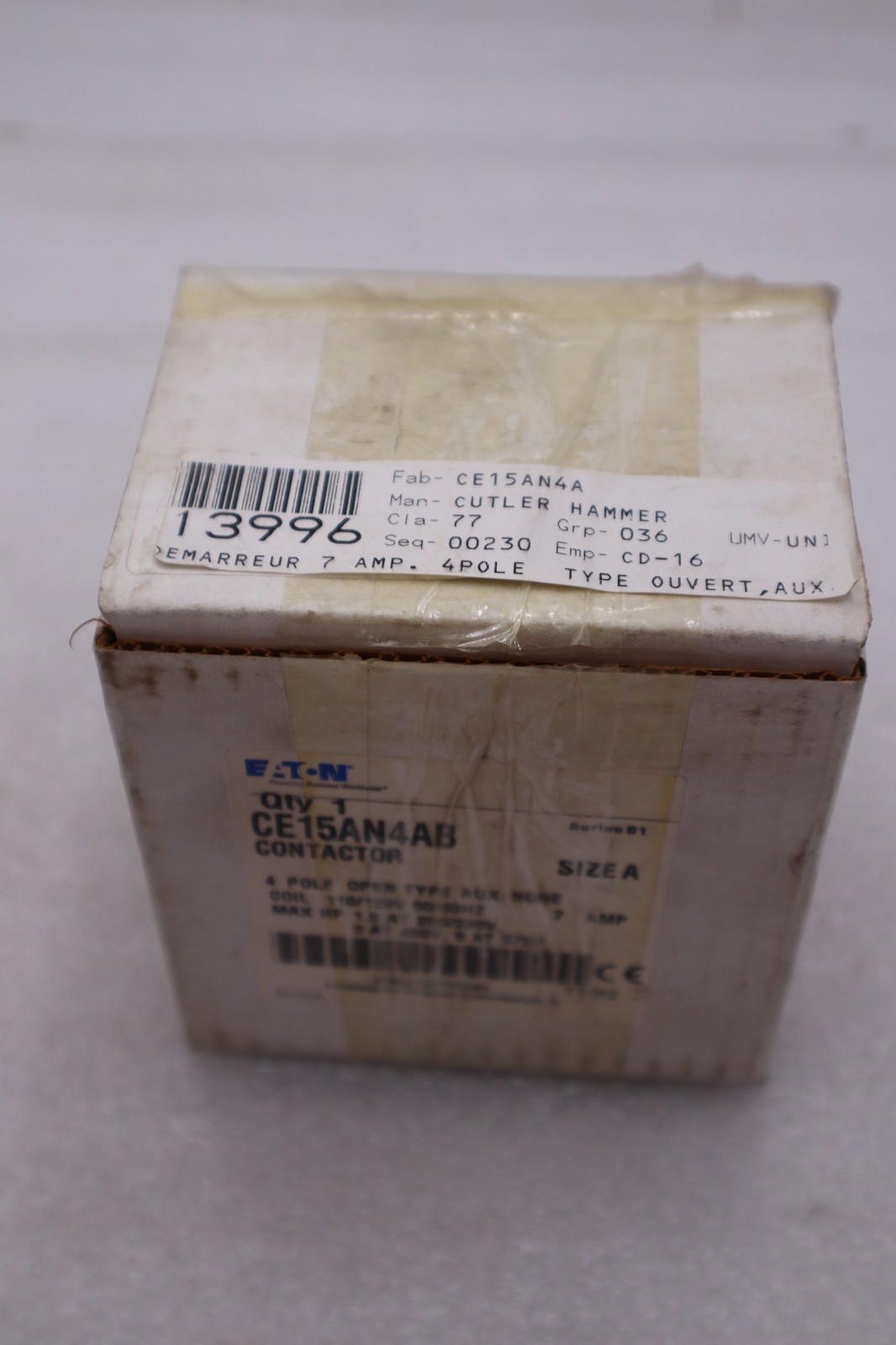 Used EATON CE15AN4AB CONTACTOR STOCK #L-302A