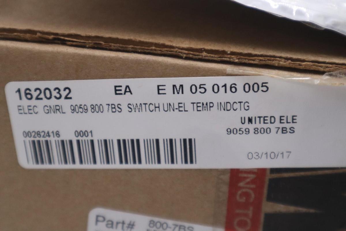 Used United Electric 800-7BS Temperature Control -17.8 To 204.4 C NEW STOCK G144A