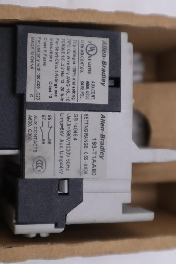Used NEW OPEN BOX AB 193-T1AA80 ALLEN BRADLEY OVERLOAD RELAY 0.55-0.80A STK K2106CC