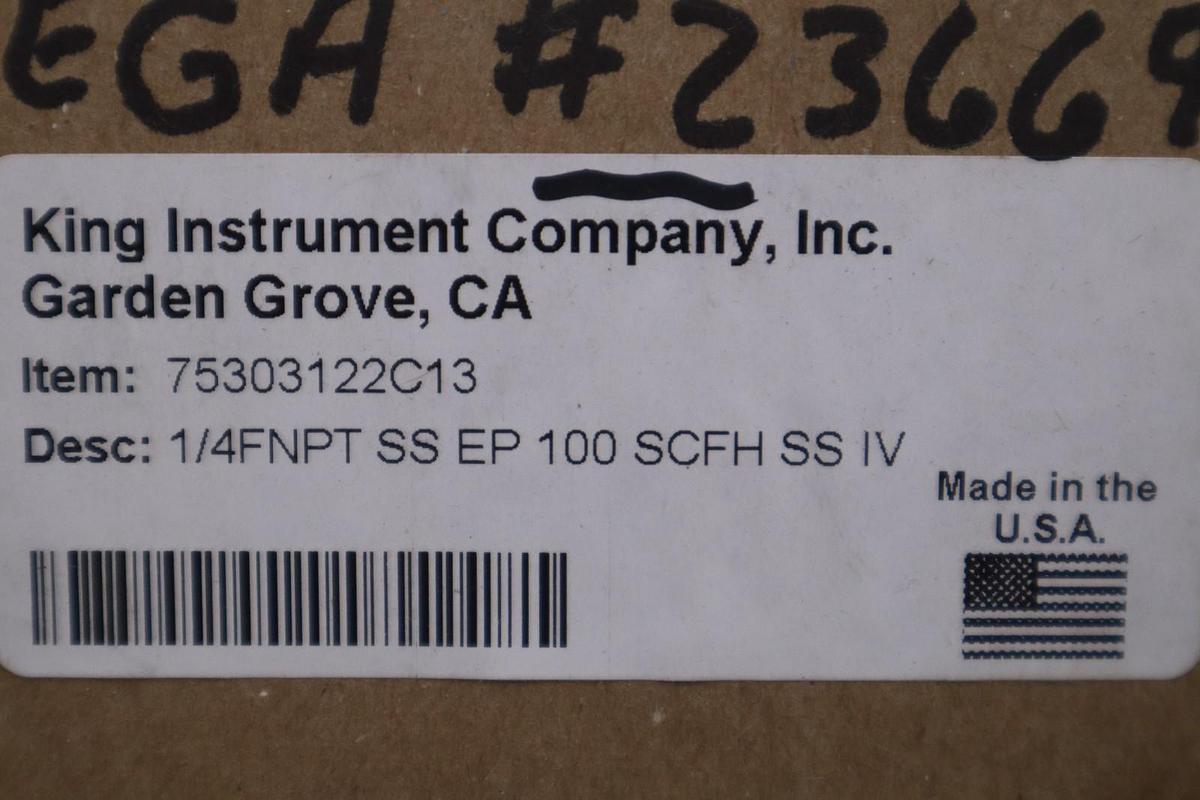 Used NEW OPEN BOX KING INSTRUMENT 75303122C13 Acrylic Tube Flow Meter STK GF731