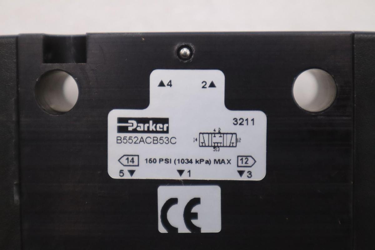 Used NEW OPEN BOX Parker B552ACB53C Pneumatic Solenoid Valve 150 PSI STK GF484A