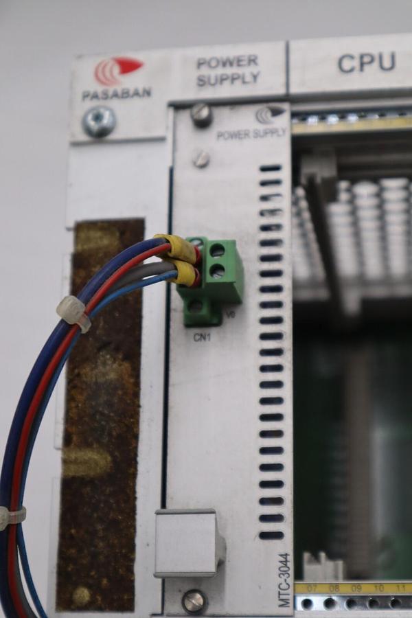 Used PASABAN PLC RACK WITH POWER SUPPLY CARD MODEL MTC-3044 STOCK 4836-A