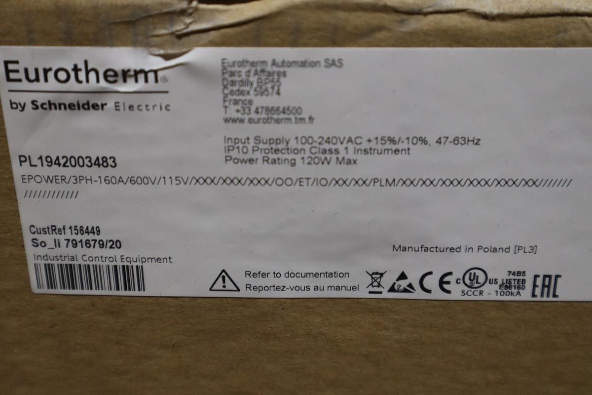 Eurotherm EPOWER/3PH-160A/600V/115V EPower SCR Power Controller NEW IN BOX #S707