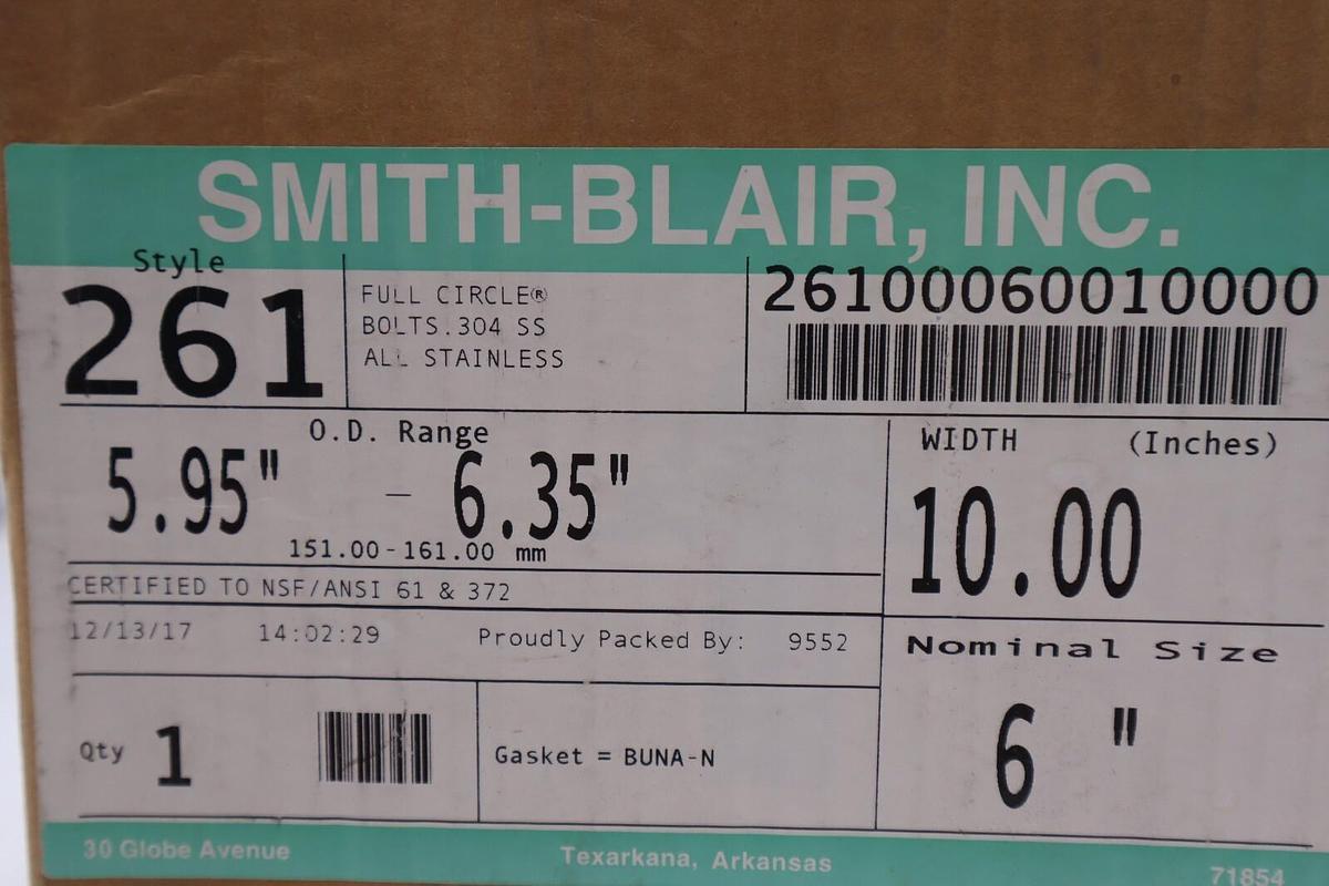 Smith-Blair Inc. Style 261 Single Band Full Circle Stainless Steel 6" #3108