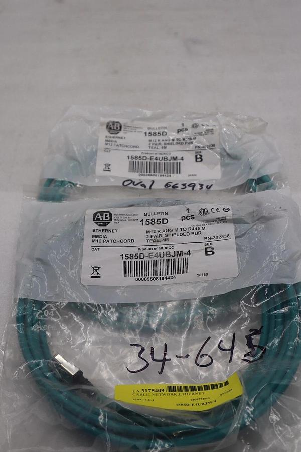 ALLEN BRADLEY 1585D-E4UBJM-4 ETHERNET MEDIA M12 PATCHCORD #K-2165