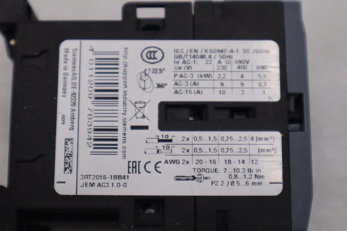 New OPEN BOX Siemens Sirius 3RT2016-1BB41 / 3RT20161BB41 Contactor STK 5417