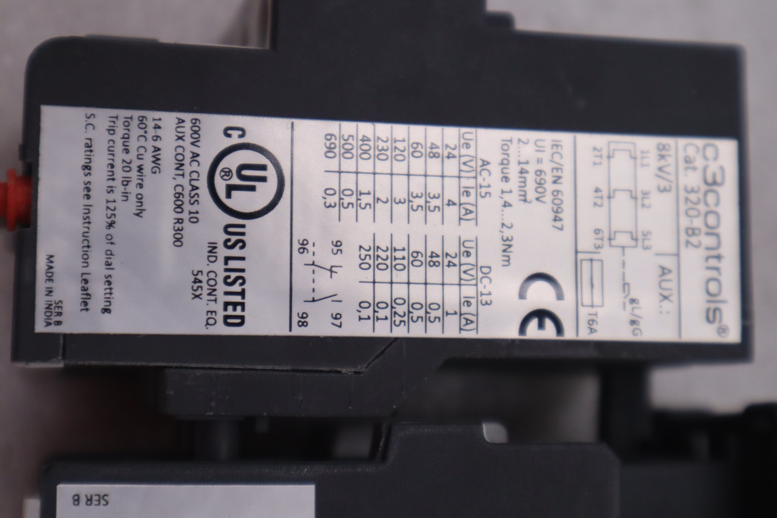 C3Controls 620-S09D10-2U10 DOL Starter 3-Pole, 18A - STOCK 1533A
