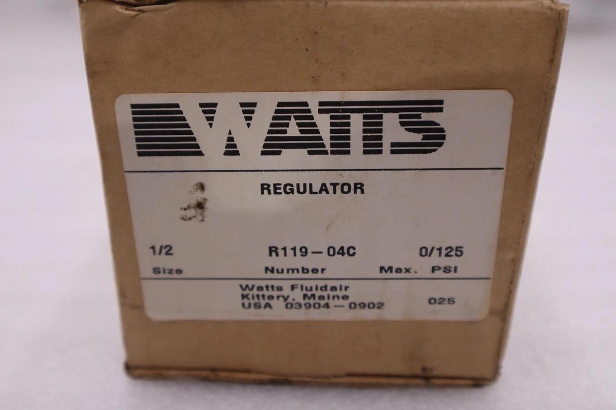 Used Watts R119-04C Air Regulator 1/2” female NPT 0 - 125 PSI - STOCK GF1334