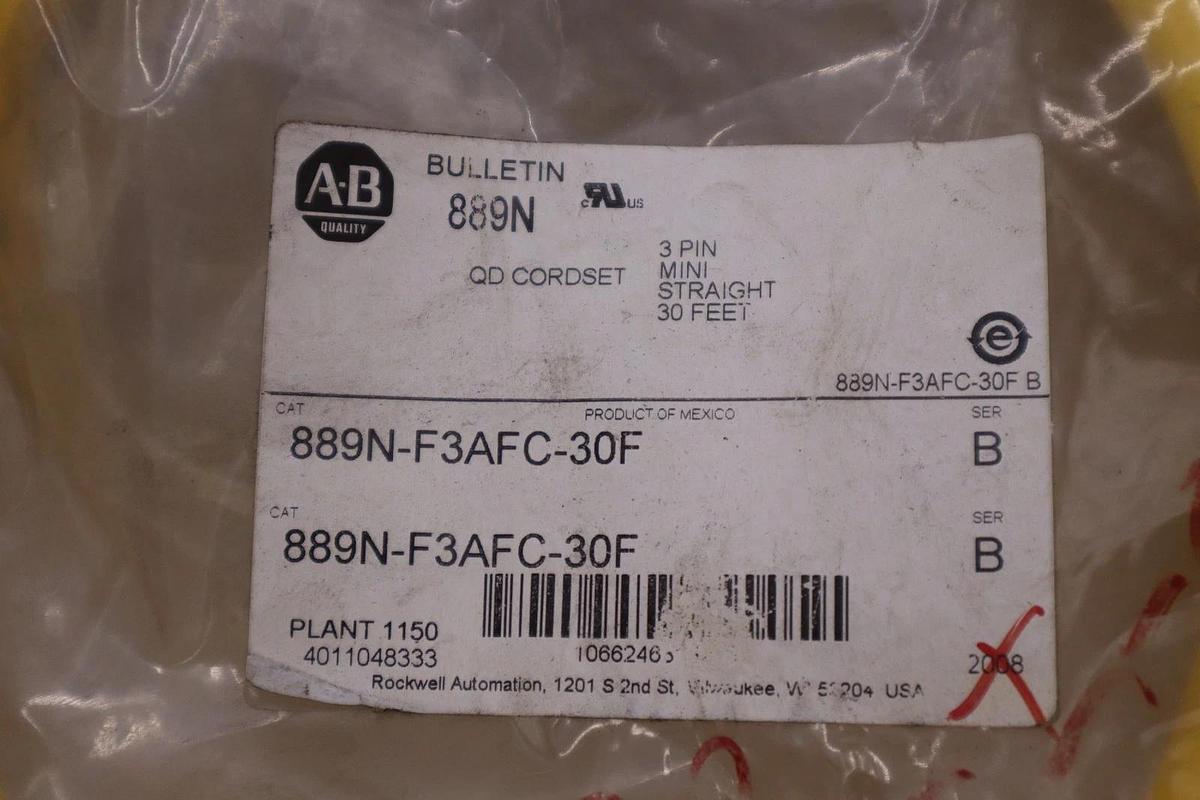 Used Allen Bradley 889N-F3AFC-30F Cable Ser B - NEW - STOCK 4914CC