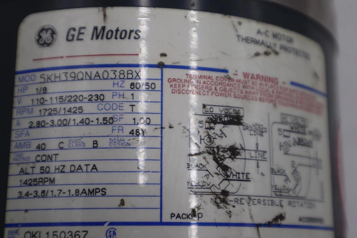 GE MTOTRS 5KH39QNA038BX 1/8 HP A-C MOTOR STOCK #M-5