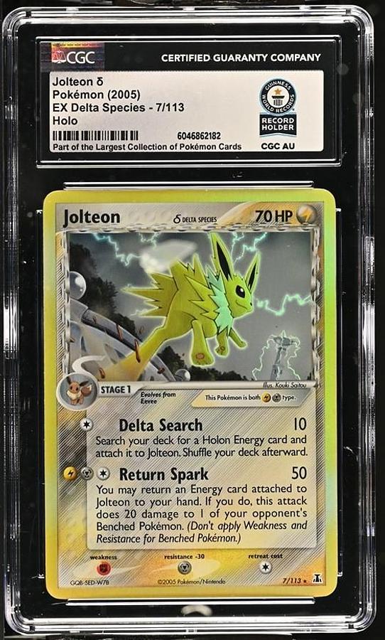 Used 2005 POKEMON EX DELTA SPECIES JOLTEON δ #7 HOLO RARE CGC WORLD RECORD 1/1
