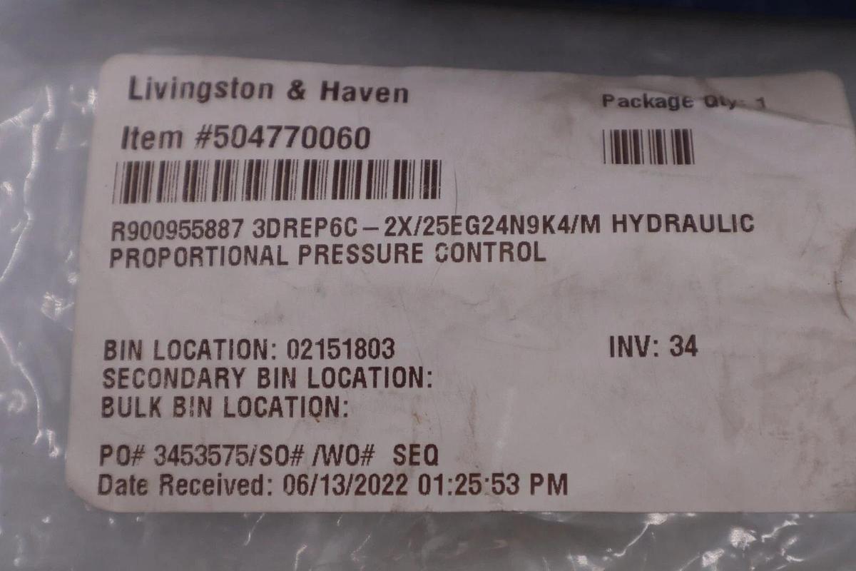 Rexroth Valve R900955887 3DREP6C-21/25EG24N9K4/M NEW UNIT STOCK G912A