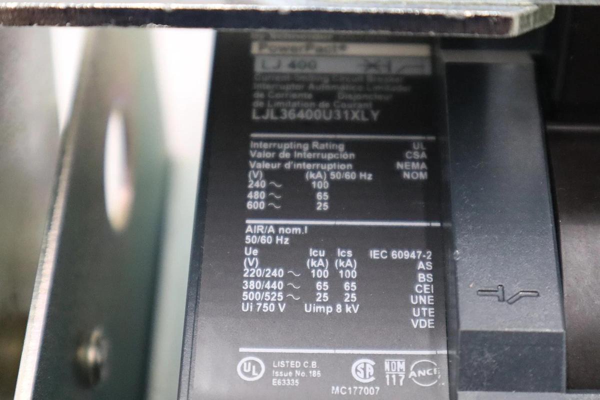 Used SQUARE D POWERPACT LJL36400U31XLY CIRCUIT BREAKER 400AMP STOCK H1720