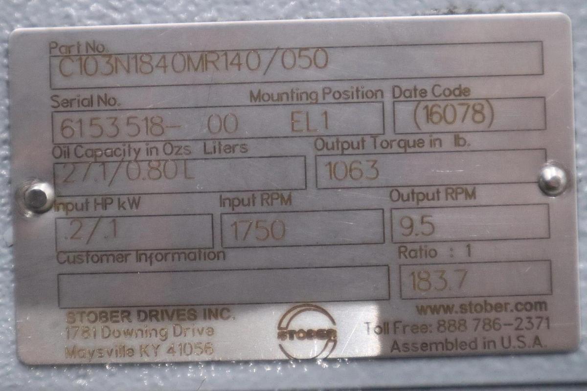 Used Stober C103N1840MR140/050 Inline Gearbox - STOCK GF620
