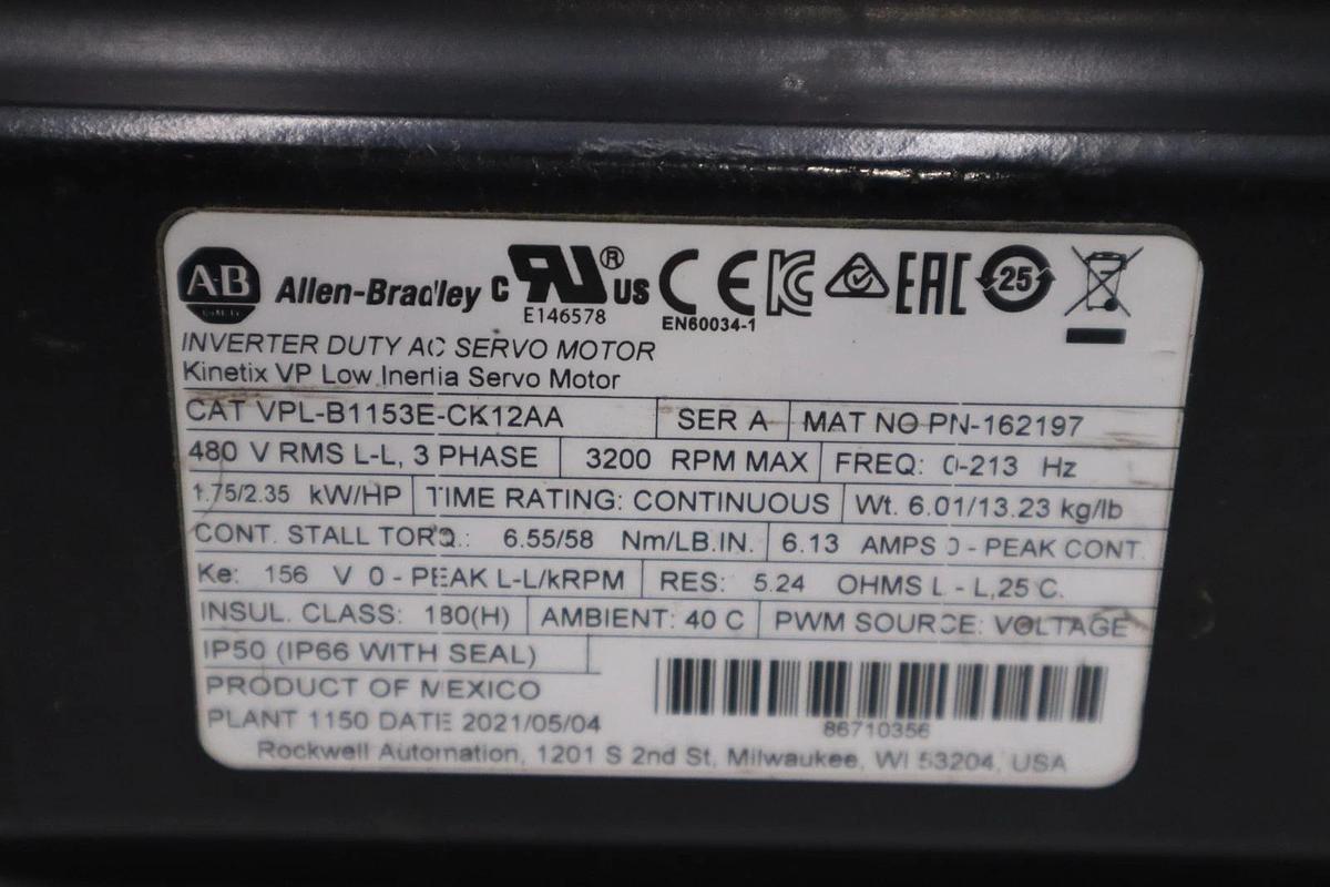 NEW OPEN BOX ALLEN BRADLEY AB  VPL-B1153E-CK12AA Servo Motor  STOCK GF123