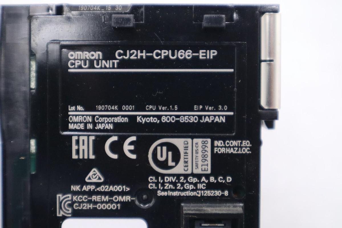Used Omron SYSMAC CJ2H-CPU66-EIP PLC CPU EtherNet/IP Controller Unit STOCK 5892A