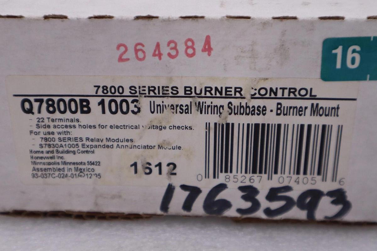 Used HONEYWELL Q7800B-1003 / Q7800B 1003 SERIES 7800 WIRING SUBBASE NEW STOCK H46A